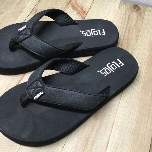 FLOJOS® Flip Flops Small Kids Size 1.0 Black Sandals Summer Pool Beach - Picture 2 of 5